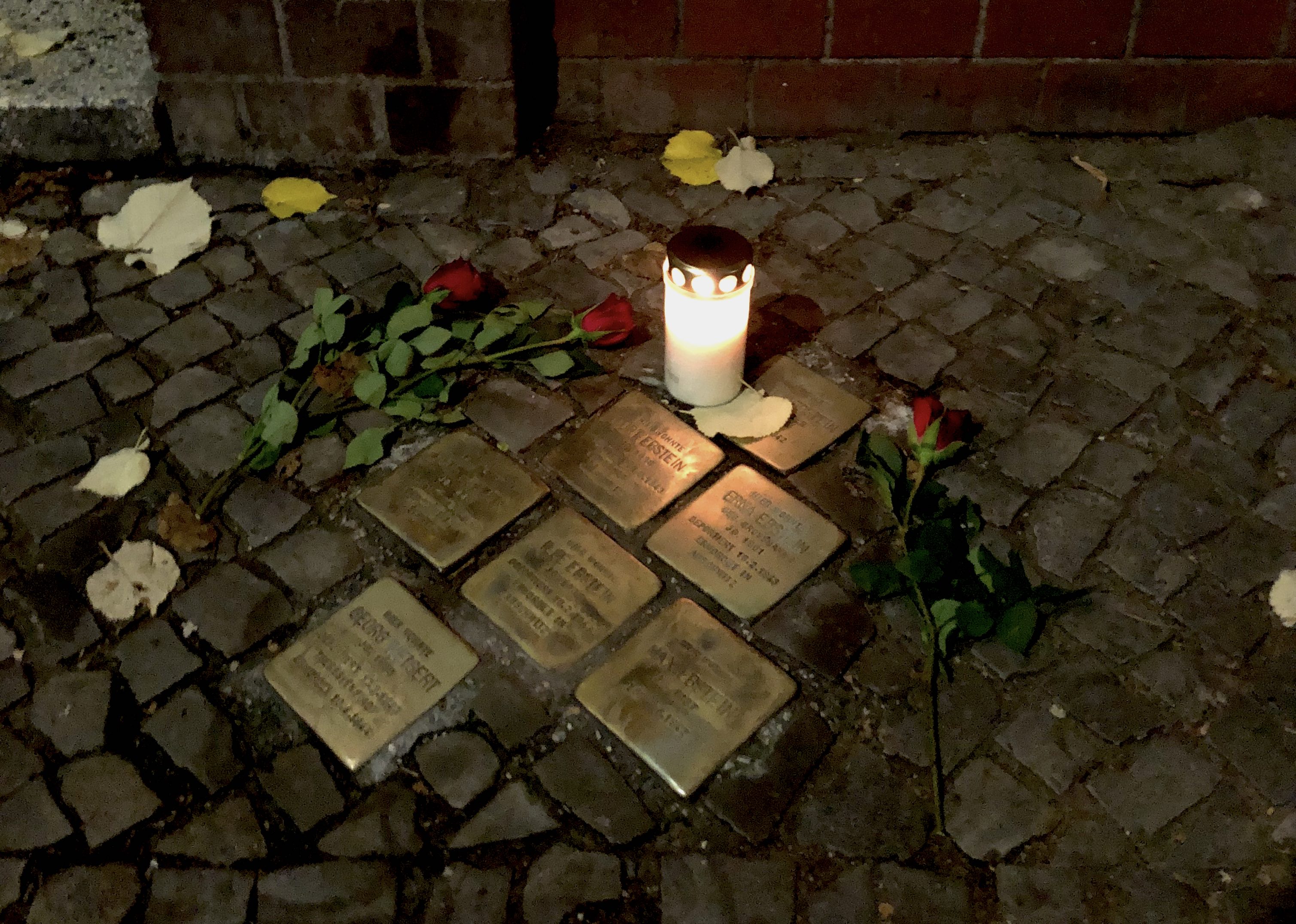 picture of a Stolperstein in the street